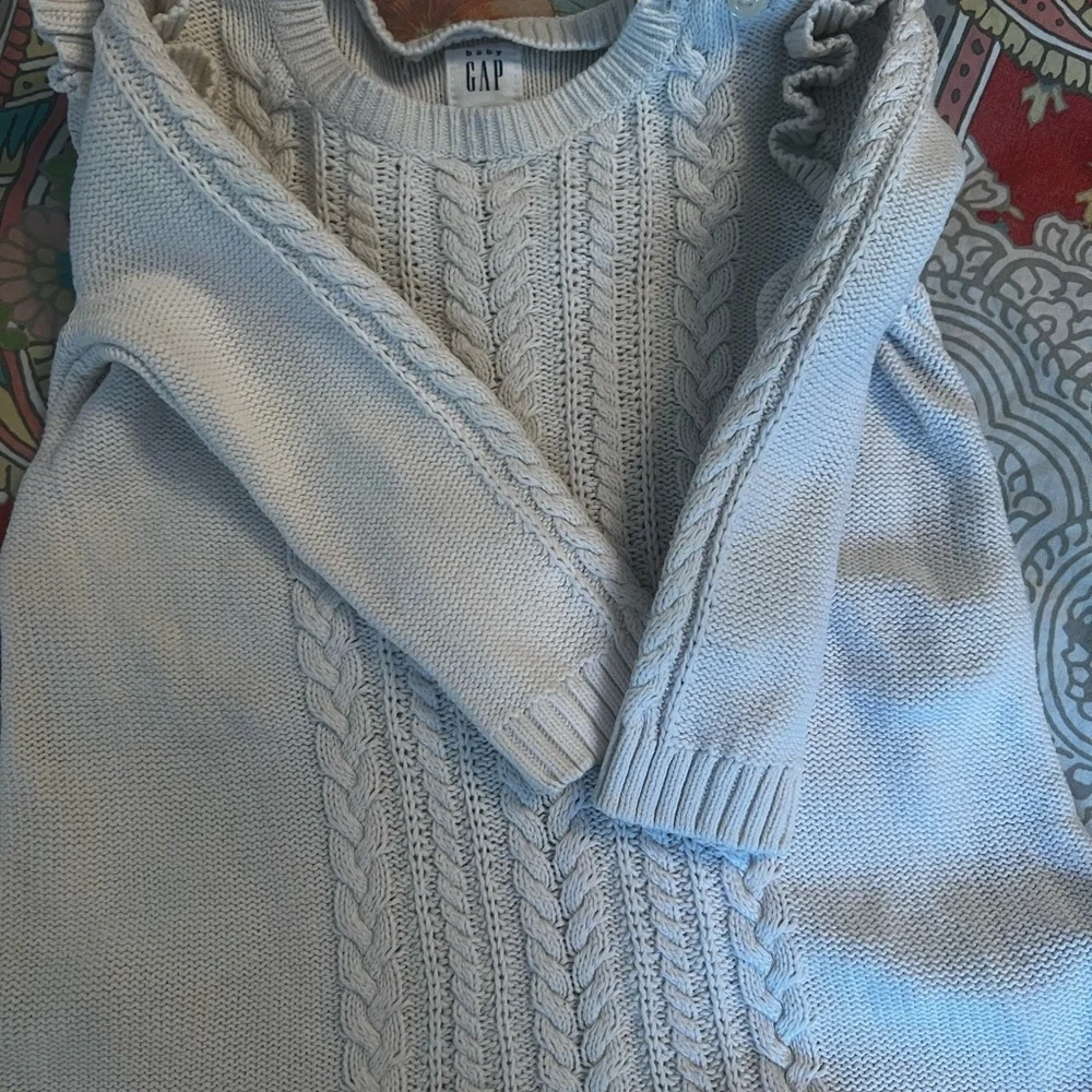 Baby Gap Cable Knit Cream Sweater dress  6–12 mo